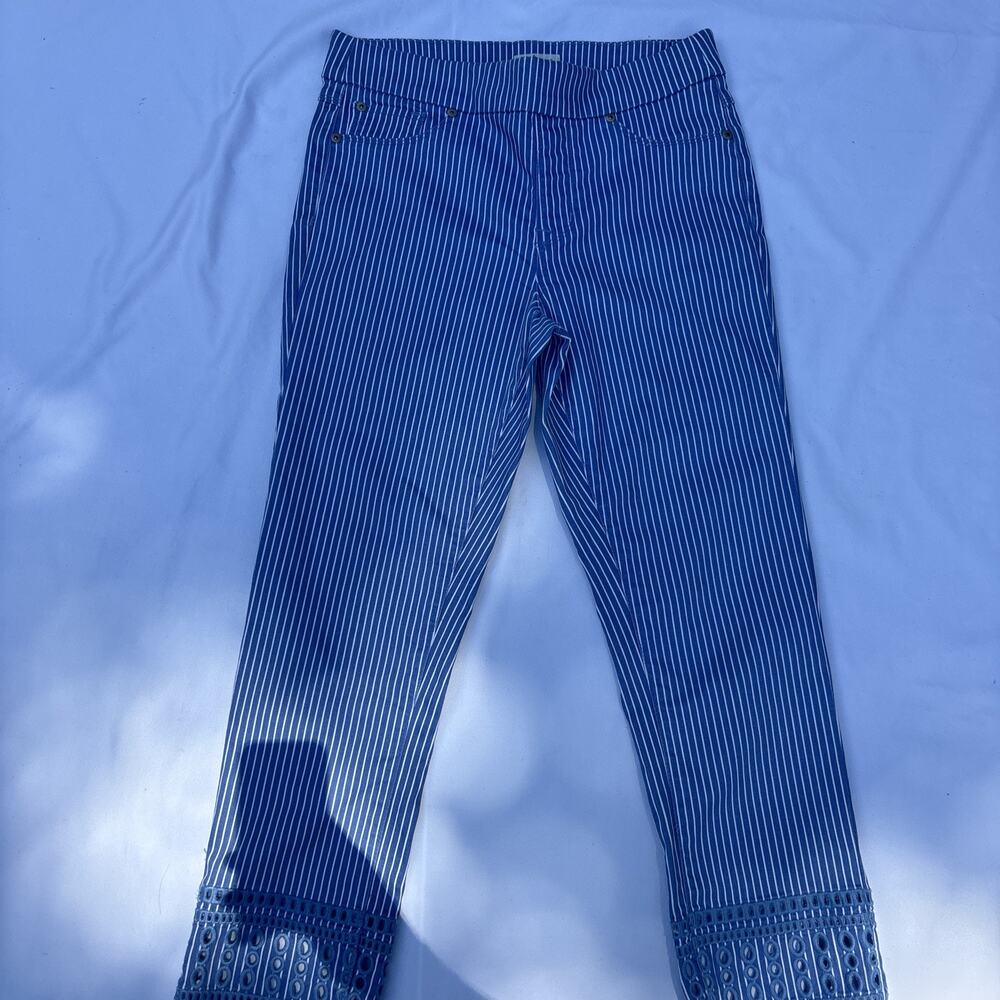 Tribal Jeans Audrey Mid Rise Ankle Jegging Stretch Women Blue Size 6 Bead Sequin